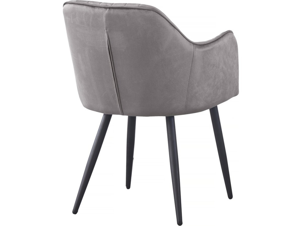 Juego de 2 sillas de terciopelo con reposabrazos "Velma" - Gris