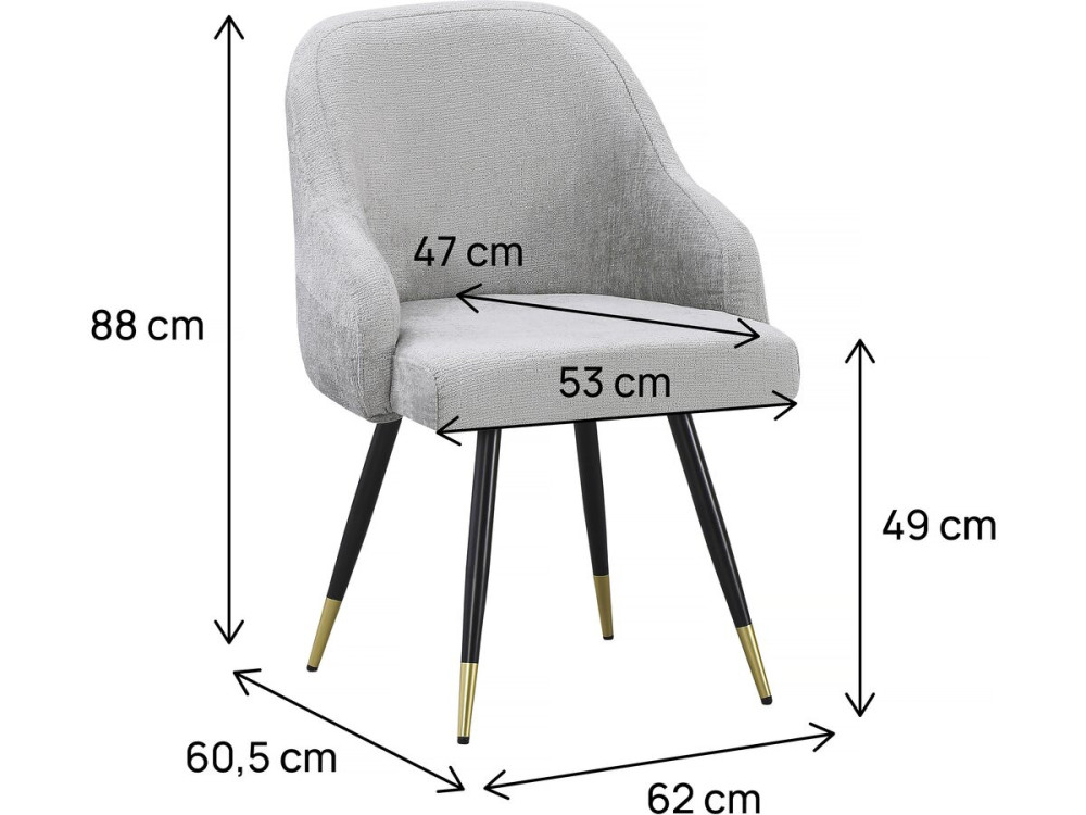 Juego de 2 sillas tapizadas "Harmony" - 54 x 57 x 90 cm - Beige
