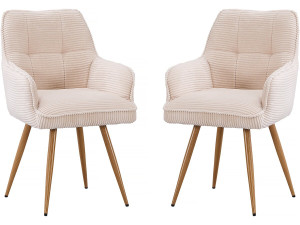 Juego de 2 sillas de pana "Mayra" - 60 x 56 x 88 cm - Beige