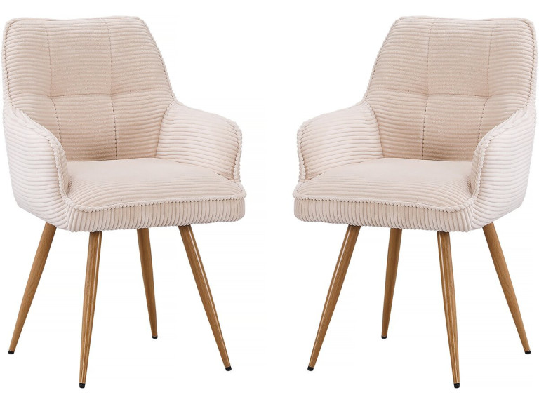 Juego de 2 sillas de pana "Mayra" - 60 x 56 x 88 cm - Beige