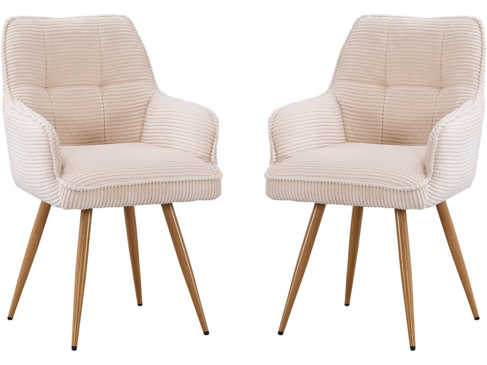 Juego de 2 sillas de pana "Mayra" - 60 x 56 x 88 cm - Beige