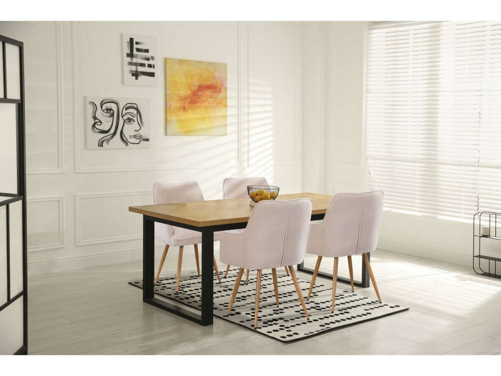 Juego de 2 sillas de pana "Mayra" - 60 x 56 x 88 cm - Beige