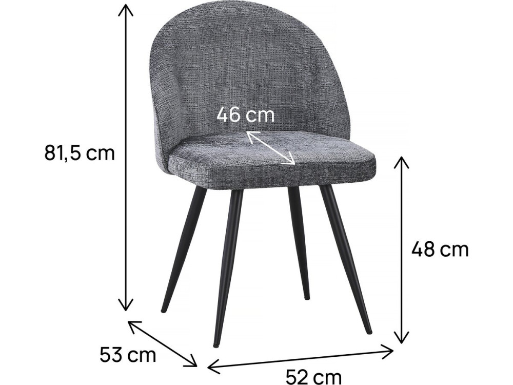 Juego de 2 sillas tapizadas "Samuel" - 53 x 51 x 82 cm - Gris