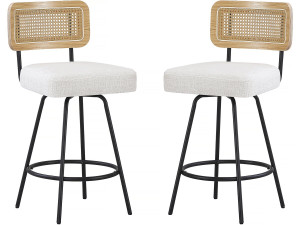 Juego de 2 tronas tapizadas en tela "Wilfried" - 51 x 44 x 95 cm - Beige