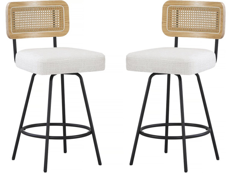 Juego de 2 tronas tapizadas en tela "Wilfried" - 51 x 44 x 95 cm - Beige
