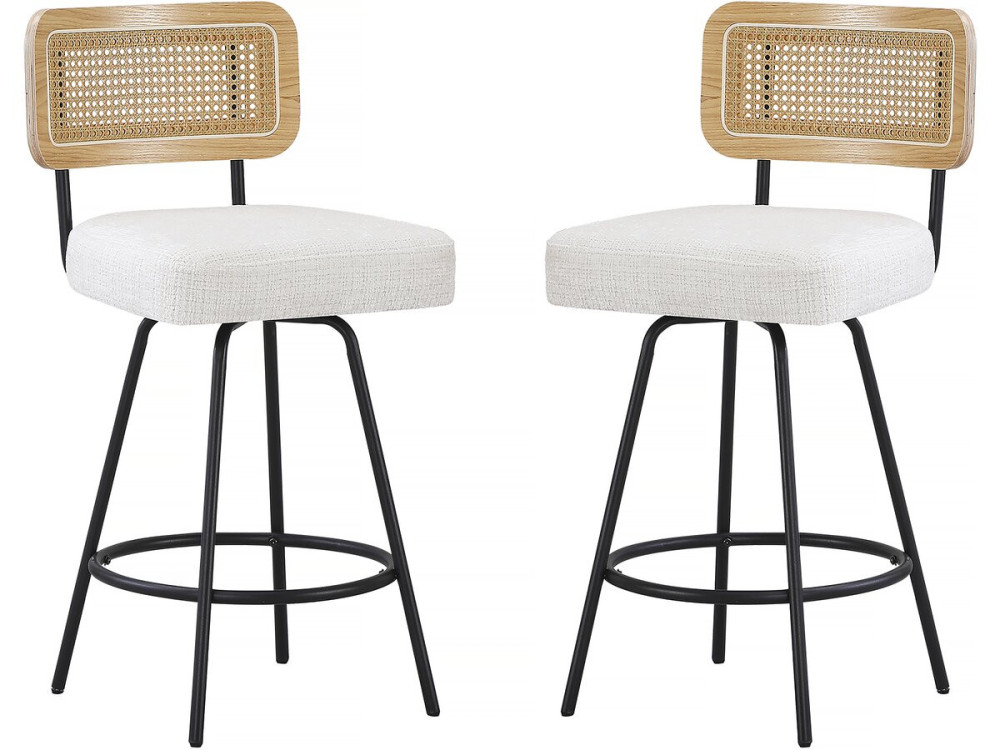 Juego de 2 tronas tapizadas en tela "Wilfried" - 51 x 44 x 95 cm - Beige