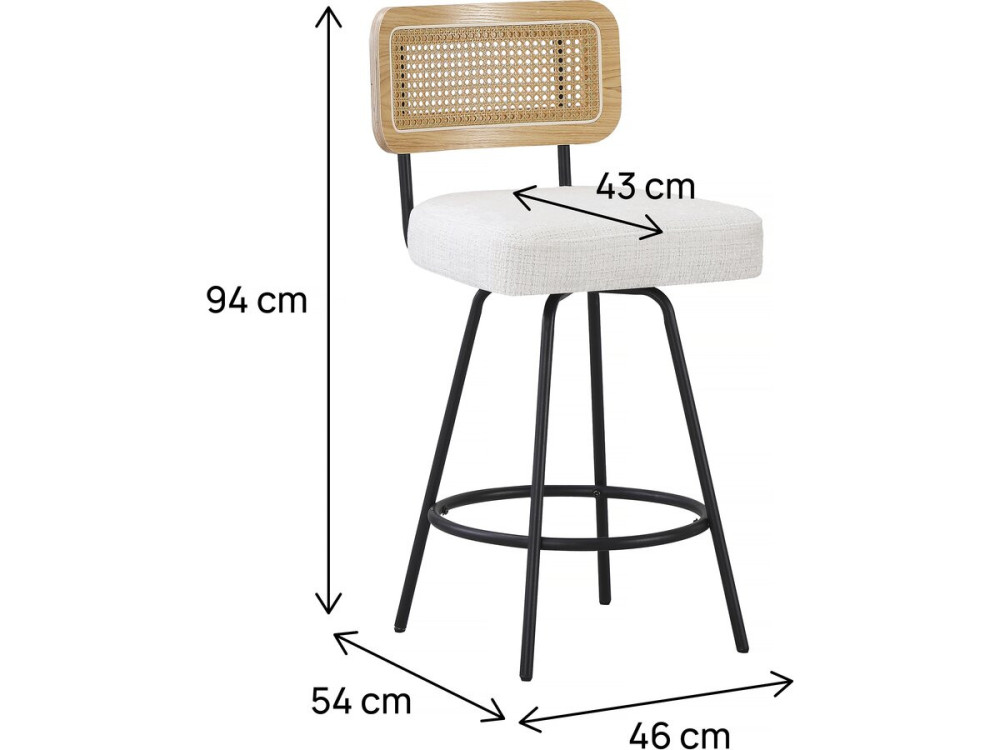 Juego de 2 tronas tapizadas en tela "Wilfried" - 51 x 44 x 95 cm - Beige