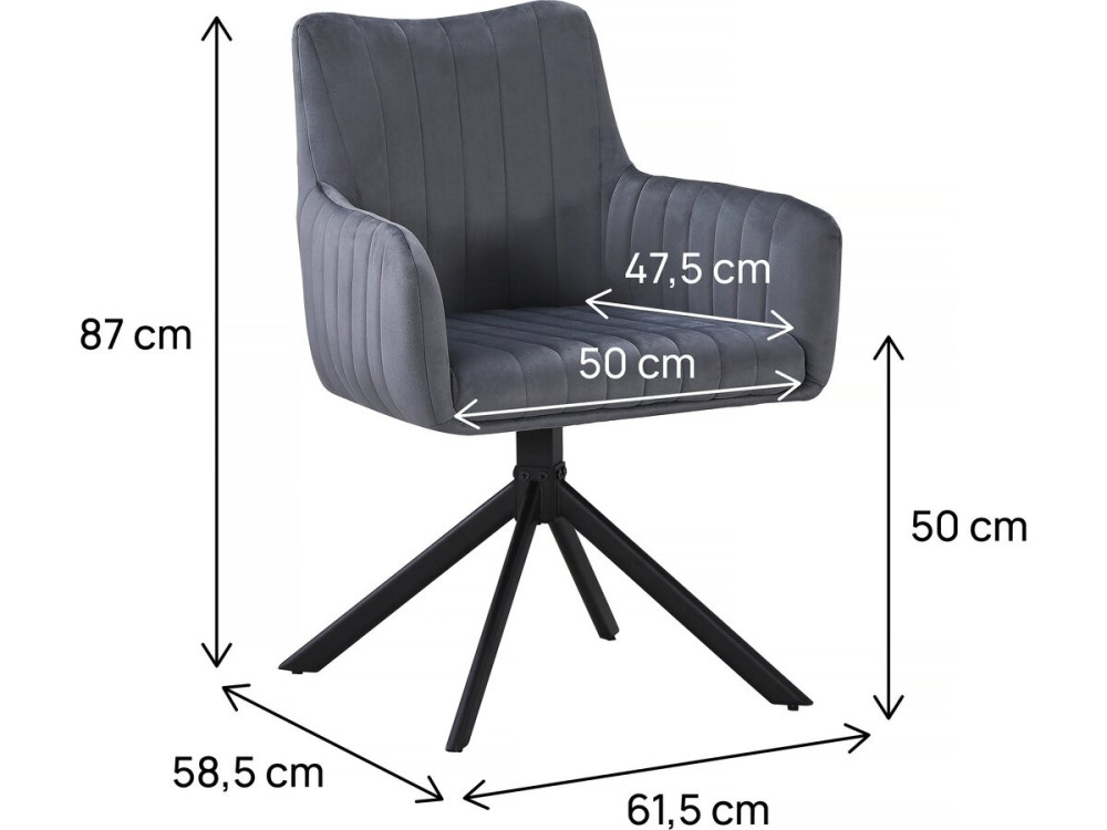 Juego de 2 sillas tapizadas "Pharell" - 60 x 61 x 91 cm - Gris