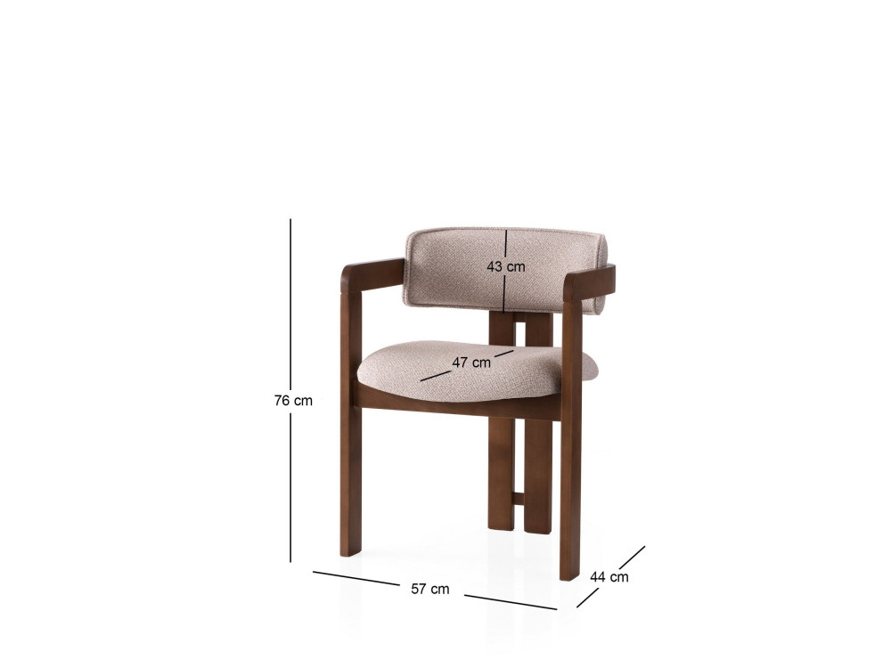 Silla de madera "Cozy" - 44 x 57 x 76 cm - Nogal Crema
