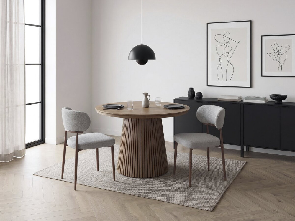 Lote de 2 sillas de comedor "Elora" imitación madera - Gris claro