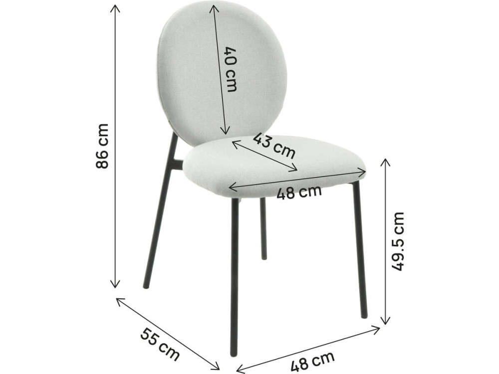 Lote de 2 sillas de comedor de metal "Perla" - Gris claro