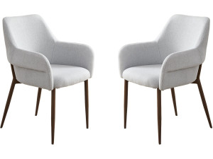 Lote de 2 sillas de comedor "Jade" con reposabrazos - Gris claro