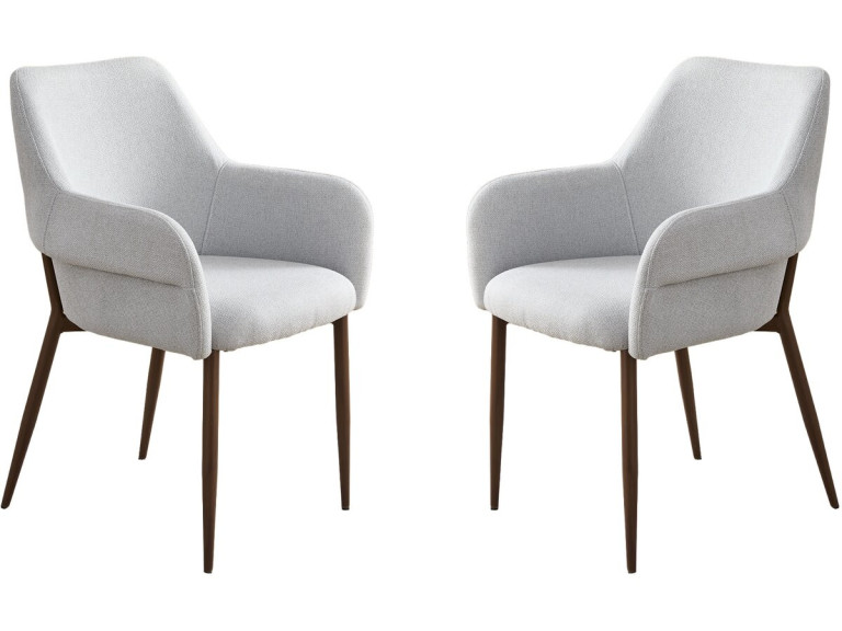 Lote de 2 sillas de comedor "Jade" con reposabrazos - Gris claro