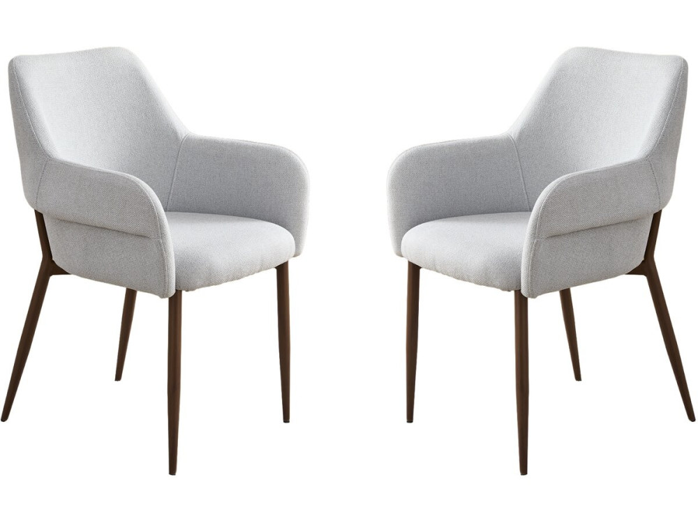 Lote de 2 sillas de comedor "Jade" con reposabrazos - Gris claro