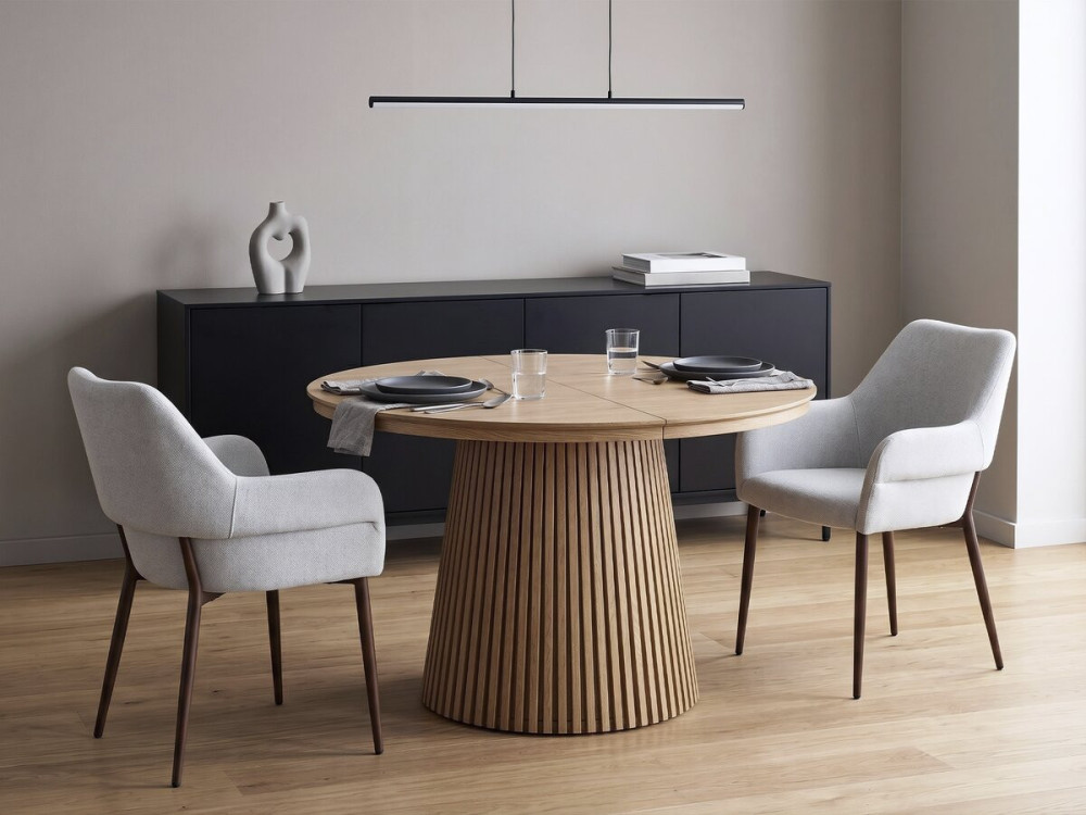 Lote de 2 sillas de comedor "Jade" con reposabrazos - Gris claro