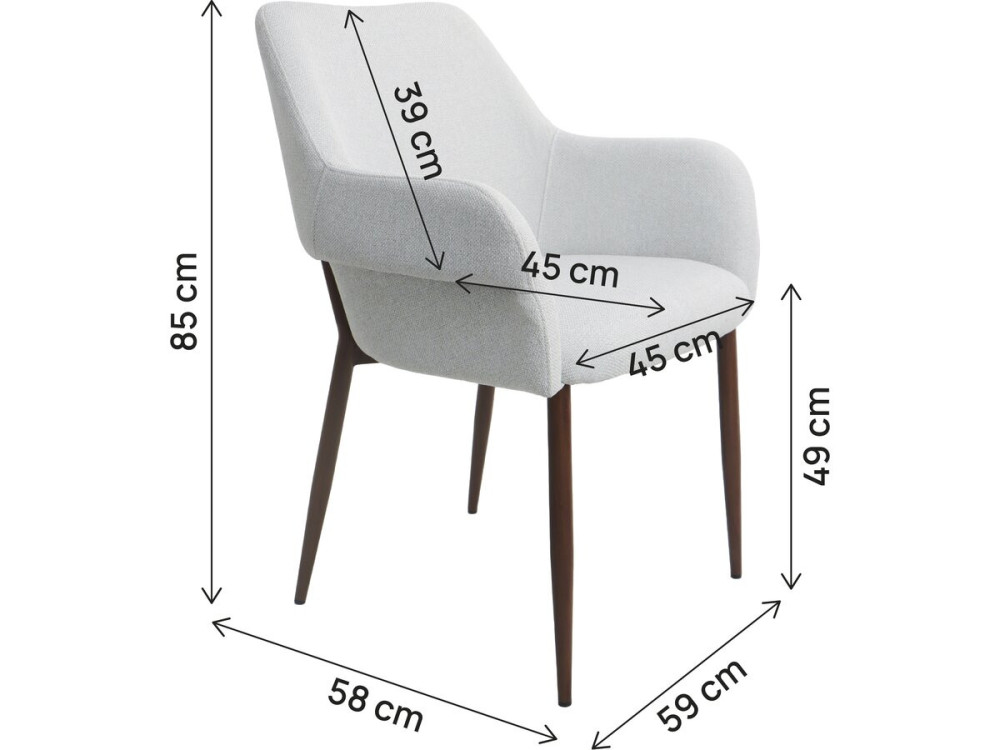 Lote de 2 sillas de comedor "Jade" con reposabrazos - Gris claro