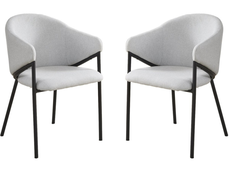 Lote de 2 sillas de comedor de tela y metal "Auralis" - Gris claro