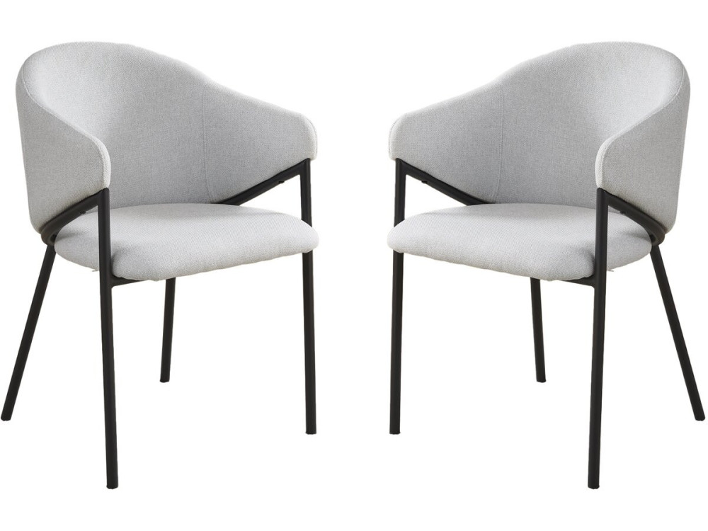 Lote de 2 sillas de comedor de tela y metal "Auralis" - Gris claro