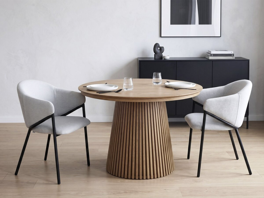 Lote de 2 sillas de comedor de tela y metal "Auralis" - Gris claro