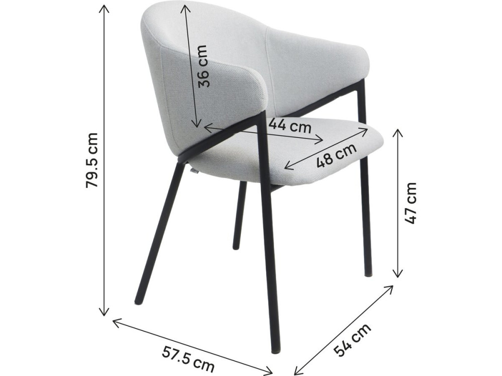 Lote de 2 sillas de comedor de tela y metal "Auralis" - Gris claro