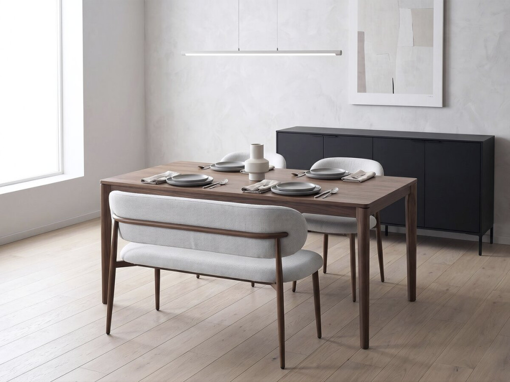 Banco de tela - 110 cm - "Sélène" - 3 plazas - Gris claro y marrón
