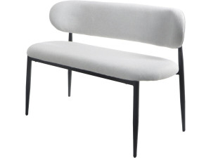 Banco de tela - 110 cm - "Sélène" - 3 plazas - Gris claro y Negro