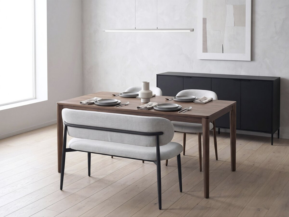 Banco de tela - 110 cm - "Sélène" - 3 plazas - Gris claro y Negro
