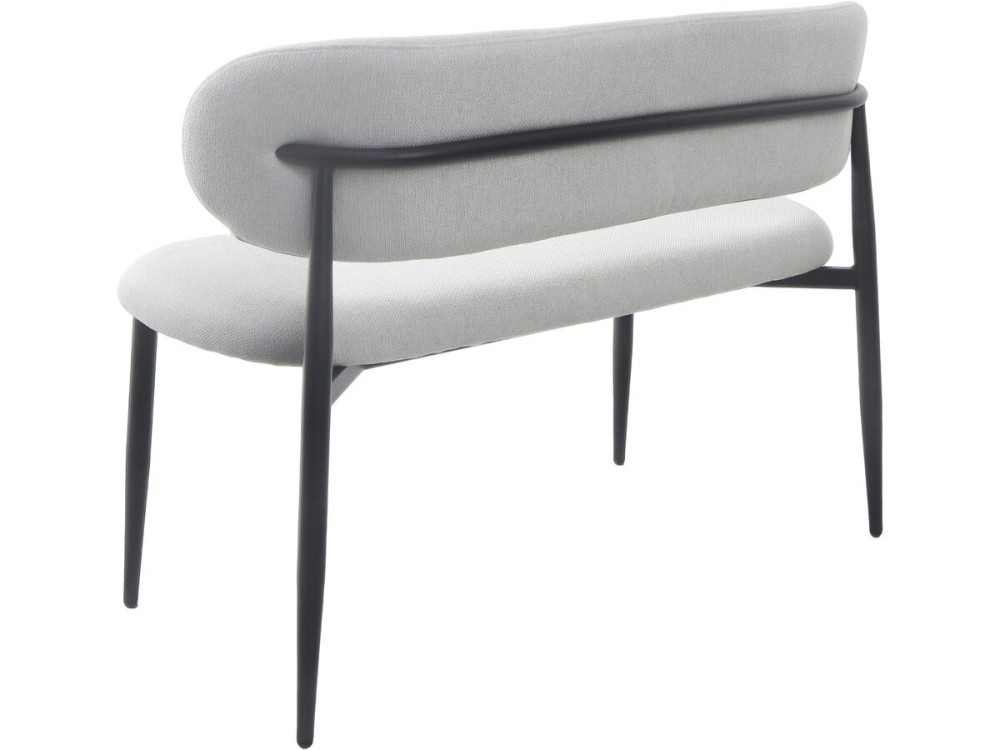 Banco de tela - 110 cm - "Sélène" - 3 plazas - Gris claro y Negro