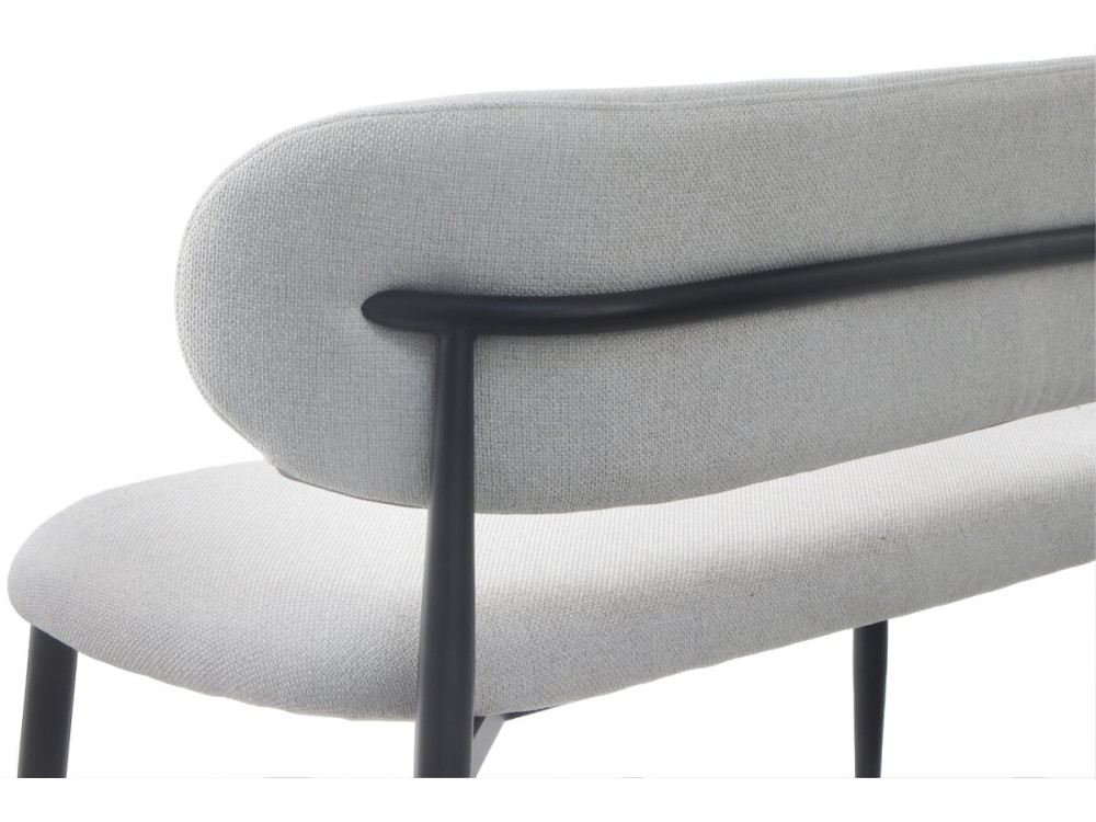 Banco de tela - 110 cm - "Sélène" - 3 plazas - Gris claro y Negro