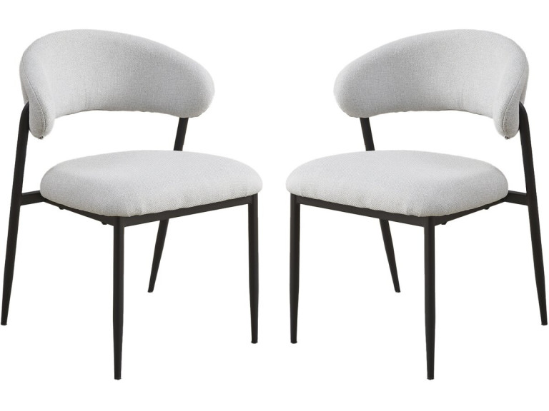 Lote de 2 sillas de comedor de tela y metal «Edena» - Gris claro