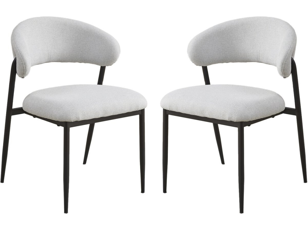 Lote de 2 sillas de comedor de tela y metal «Edena» - Gris claro
