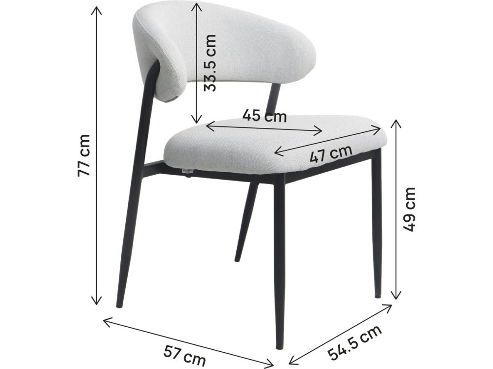 Lote de 2 sillas de comedor de tela y metal «Edena» - Gris claro