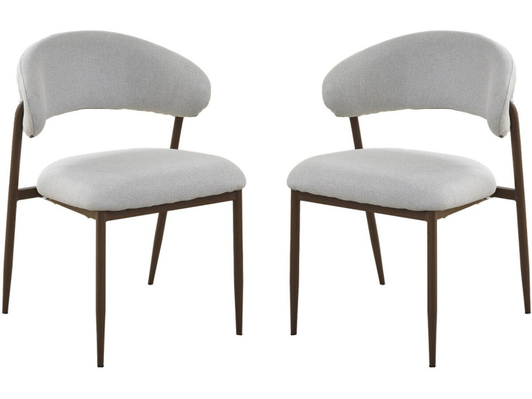 Lote de 2 sillas de comedor de tela y metal «Edena» - Gris claro