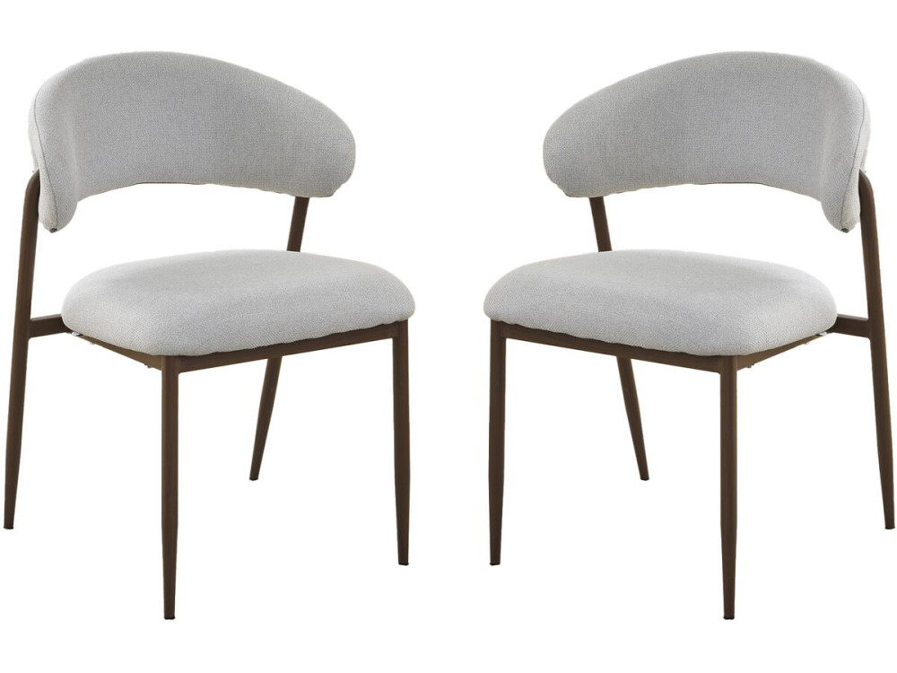 Lote de 2 sillas de comedor de tela y metal «Edena» - Gris claro