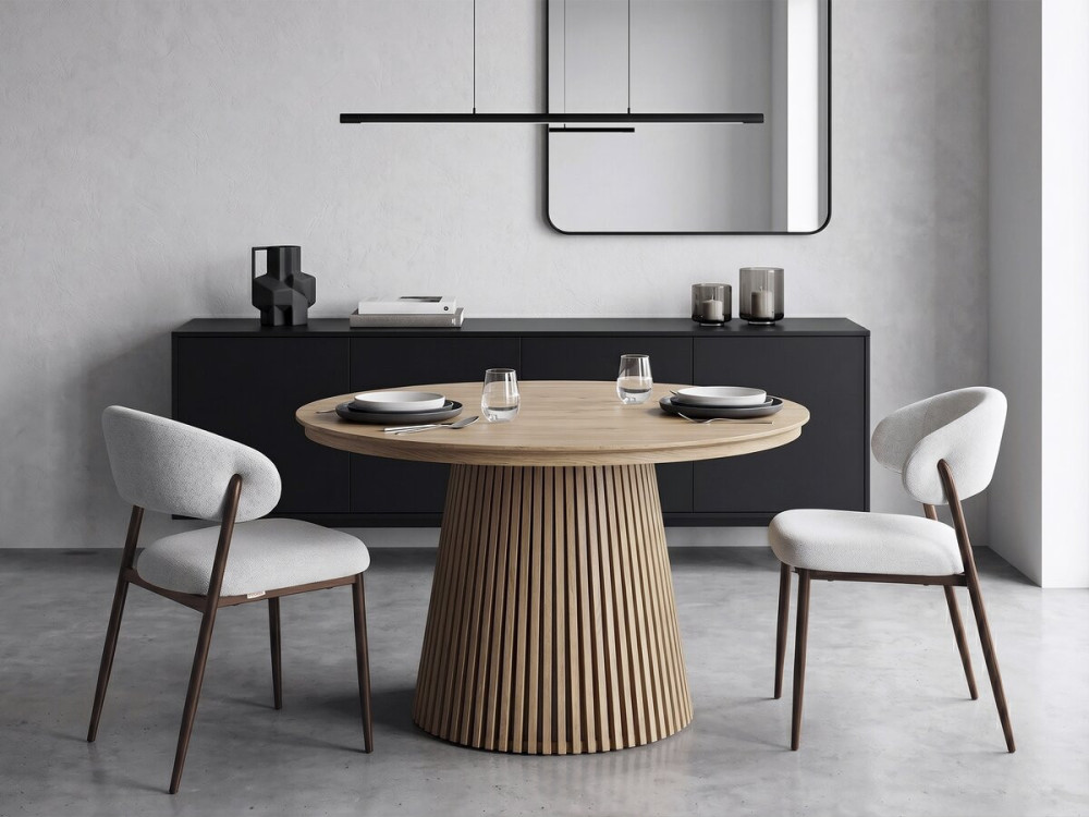 Lote de 2 sillas de comedor de tela y metal «Edena» - Gris claro