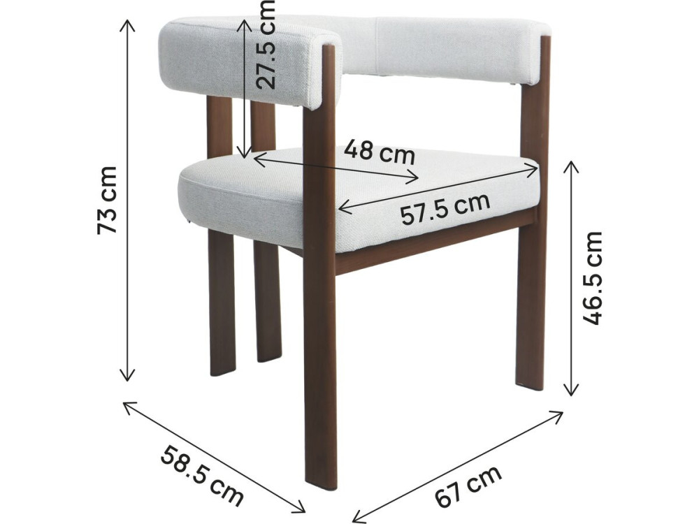 Sillón de comedor imitación madera «Neora» - Gris claro