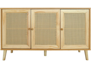 Aparador estilo caña "Neuille" - 120 x 40 x 71,5 cm - Beige -