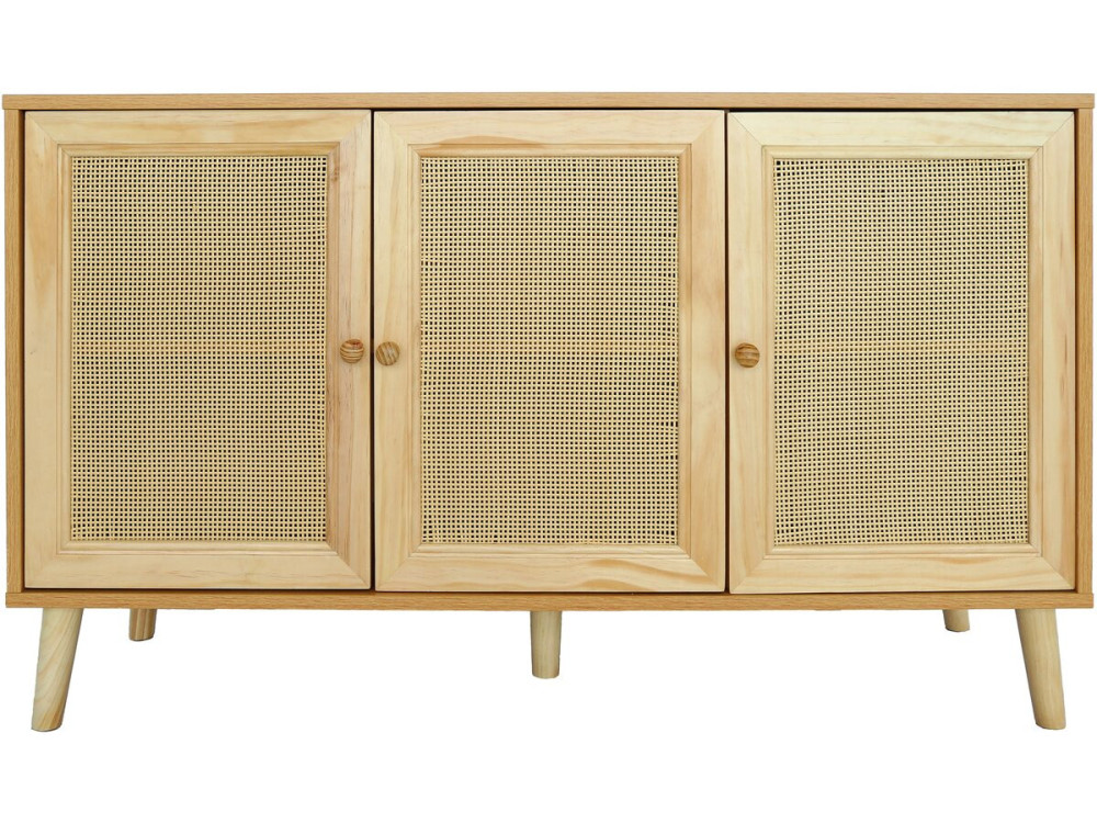 Aparador estilo caña "Neuille" - 120 x 40 x 71,5 cm - Beige -
