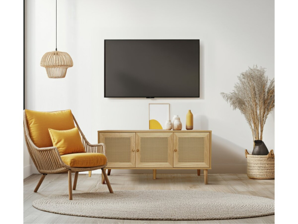 Aparador estilo caña "Neuille" - 120 x 40 x 71,5 cm - Beige -