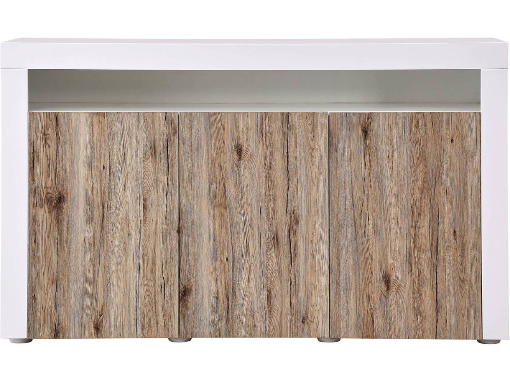 Aparador LED "Bogota" - 155 x 40 x 92 cm - Roble/Blanco lacado