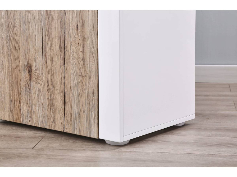 Aparador LED "Bogota" - 155 x 40 x 92 cm - Roble/Blanco lacado