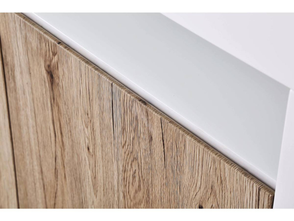 Aparador LED "Bogota" - 155 x 40 x 92 cm - Roble/Blanco lacado