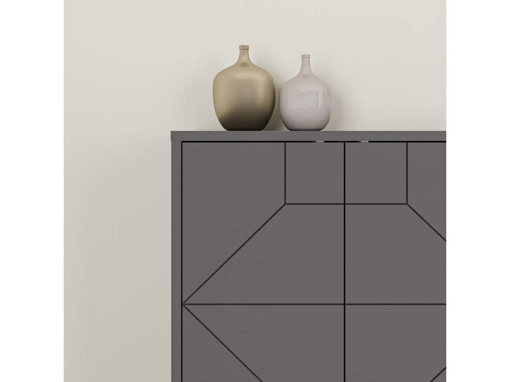 Aparador de madera "Dune" - 183 x 35 x 77 cm - Antracita