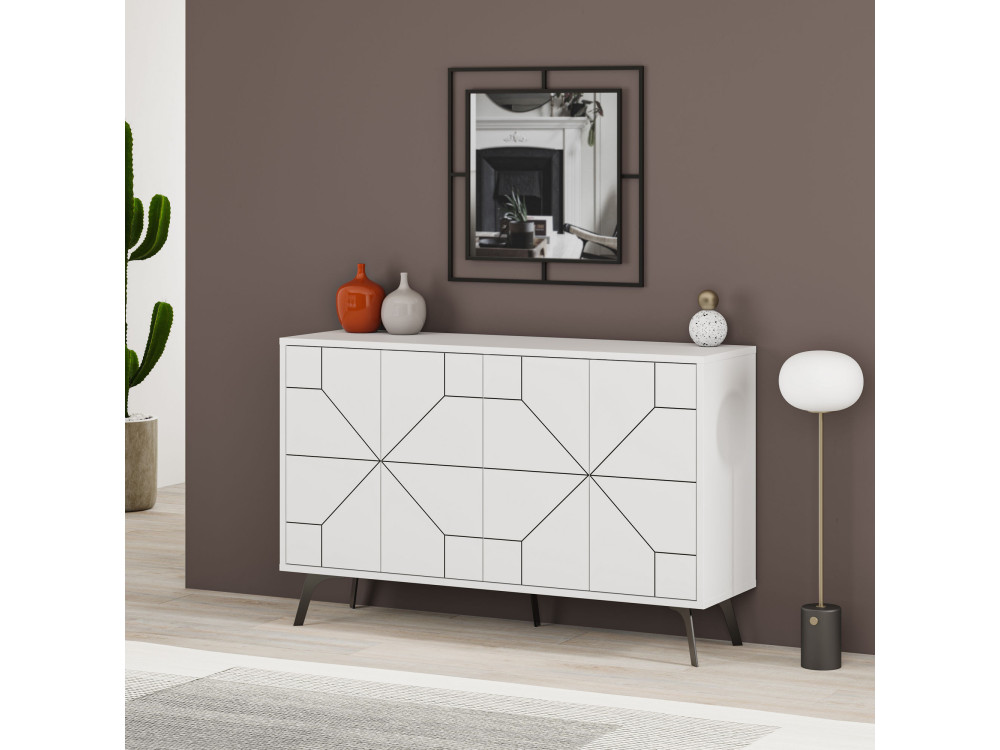 Aparador de madera "Dune" - 123 x 35 x 62 cm - Blanco