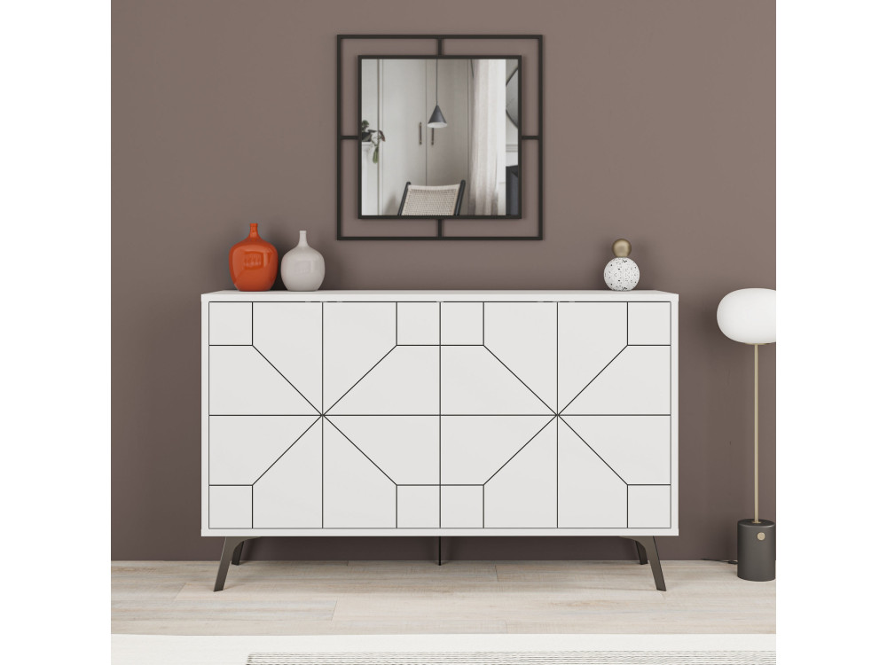 Aparador de madera "Dune" - 123 x 35 x 62 cm - Blanco