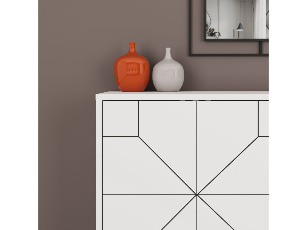 Aparador de madera "Dune" - 123 x 35 x 62 cm - Blanco