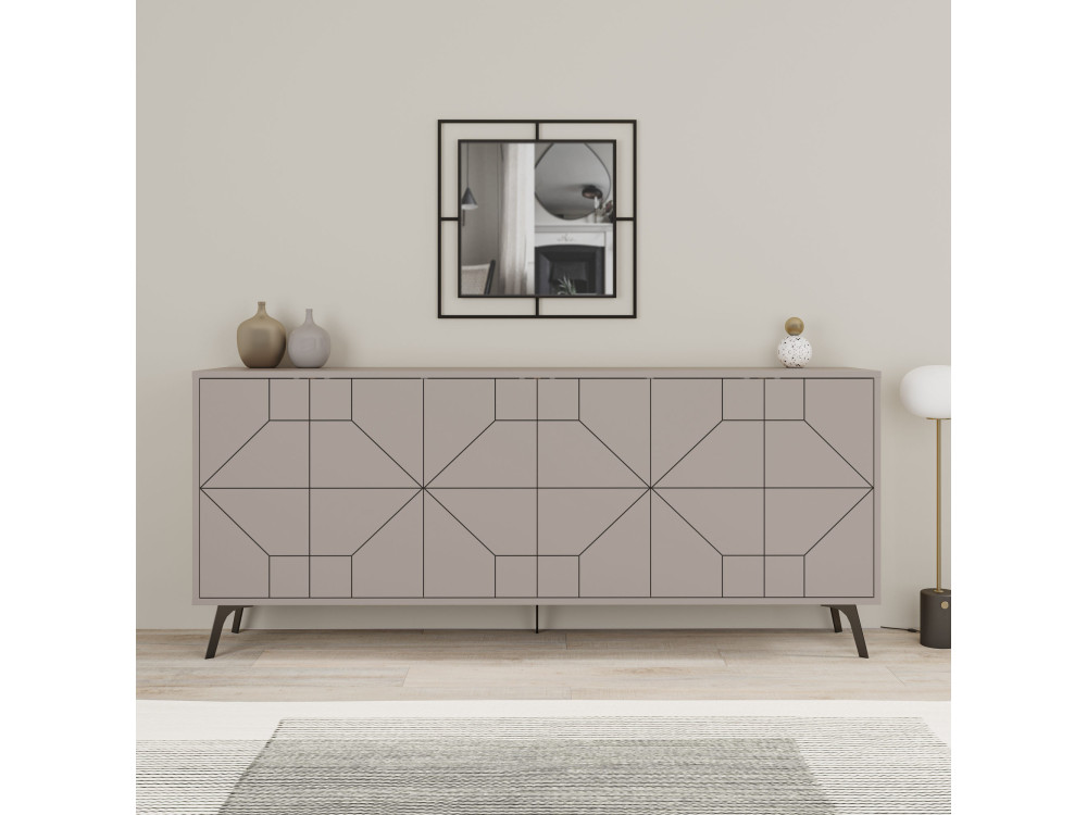 Aparador de madera "Dune" - 184 x 35 x 77 cm - Marrón moca claro