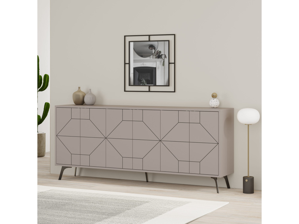 Aparador de madera "Dune" - 184 x 35 x 77 cm - Marrón moca claro