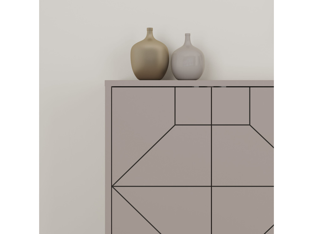 Aparador de madera "Dune" - 184 x 35 x 77 cm - Marrón moca claro