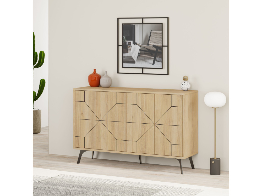 Aparador de madera "Dune" - 123 x 35 x 62 cm - Beige